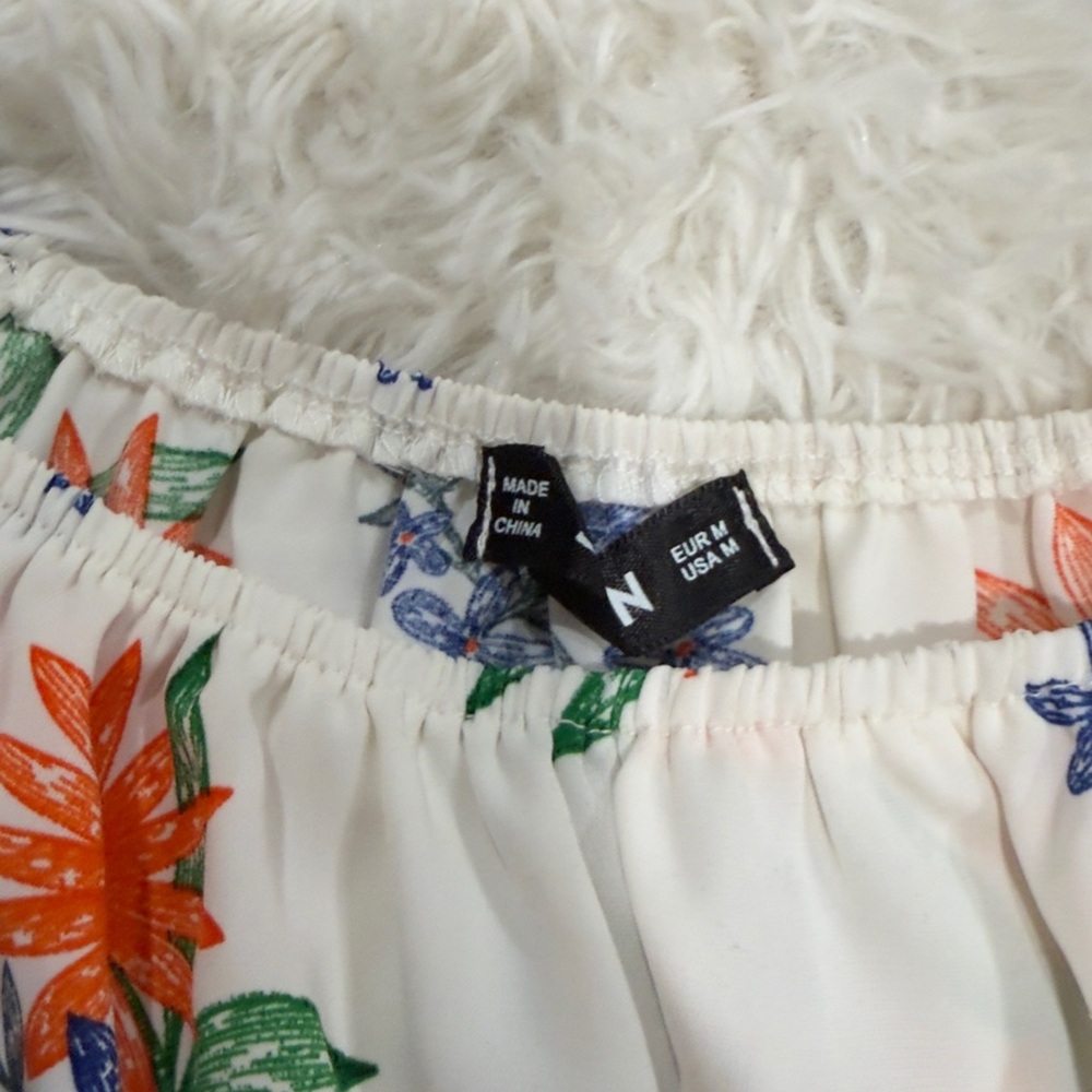 BUNDLE White Floral Ruffle Top with Orange & Blue Flowers / Lavender eyelet top - Picture 2 of 6